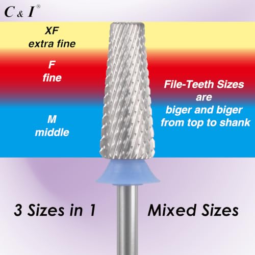C & I 5 in 1 Nail Drill Bit for Nail Techs Remove Acrylic & Gel, Middle-M - color: Blue