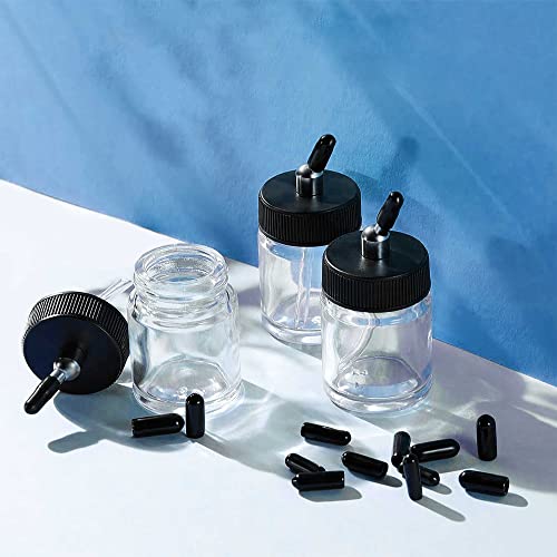 Master Airbrush Siphon Bottle Jar Adapter Cap Covers (Pack of 36) - Black