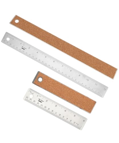 Mr. Pen- Metal Ruler with Non-Slip Cork Back, 2 Pack, 6" and 12" - size: 6", 12"