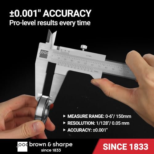 Brown&Sharpe 8 Inch Vernier Caliper 1/128 Inch Resolution - size: 1/128"