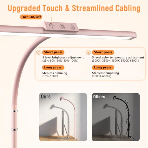 LED Desk Lamp for Home Office, Flexible Gooseneck Desk Lamp with Clamp - color: Pink