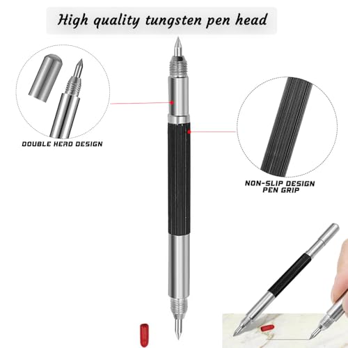 Double Head Tungsten Caride Scriber tool, Engraving Pen Scribe Tool for Metal Glass Ceramic Marble Tile Stone 5PCS