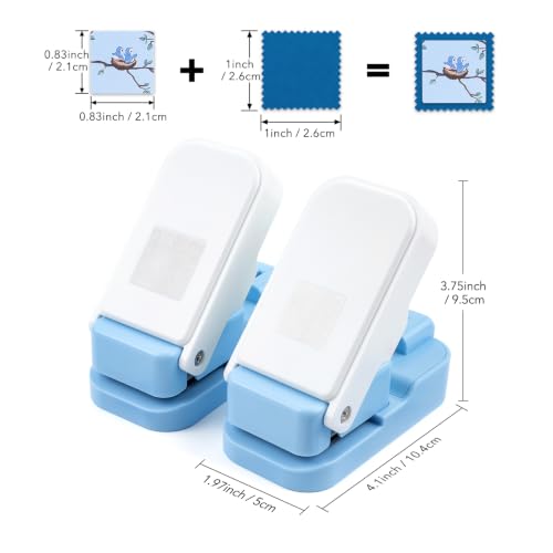 2Pcs Square Stamp Punch, Layering Stamp Cutter Craft Hole Punch - color: 1" & 0.83" Square Stamp Punch Blue
