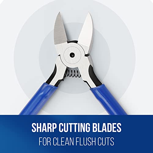WORKPRO 2-Pack Wire Cutters, 6 Inch Precision Flush Cutters, Side Cutters - color: Blue