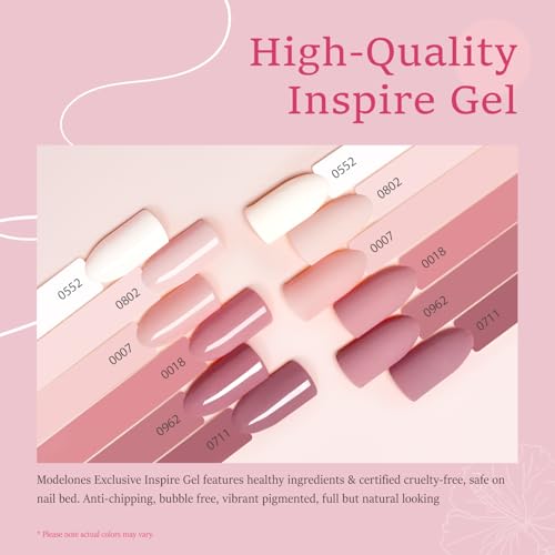 modelones Gel Nail Polish Set Nude Light Neutral Pink Milky White - color: A A A1a Blushing Nude