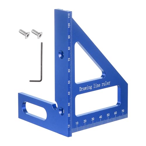 HARFINGTON 3D Multi-Angle Measuring Ruler 45/90 Degree Metric Blue - color: Blue