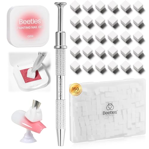 Beetles 150Pcs Soft Nail Sponges for Ombre, White Nail Sponge - color: C- Multicolor-150