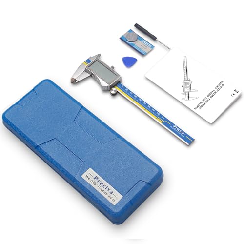 Preciva Digital Caliper, Stainless Steel Vernier Caliper Digital, Micrometer Calipers with Large LCD Screen, Auto-Off Feature, Inch Millimet Conversion, 6 Inch Caliper Tools for DIY/Household(Blue) - color: Blue