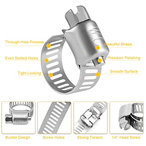 Winlong Stainless Steel Hose Clamps, 5/16" to 7/8" (8mm-22mm), 24 Pack - size: Mini#6 (5/16" ~ 7/8") 24PK