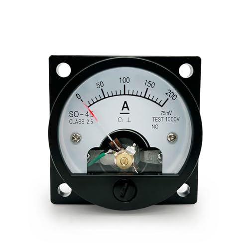 Analog Dial Panel Meter Voltmeter Gauge Current Measuring Ammeter SO-45 DC 200A/75MV - size: DC 200A