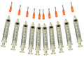 Creative Hobbies® Glue Applicator Syringe for Flatback Rhinestones & Hobby Crafts, 5 Ml with 15 Gauge Orange Precision Tip - Value Pack of 10