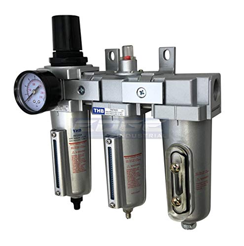 3 STAGE, HEAVY DUTY INDUSTRIAL GRADE FILTER REGULATOR COALESCING DESICCANT DRYER SYSTEM FOR COMPRESSED AIR LINES, METAL BOWLS, GREAT FOR PAINT SPRAY AND PLASMA CUTTER (1/2" NPT, AUTO DRAIN) - style: 1/2" NPT, AUTO DRAIN