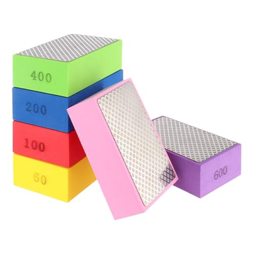 6PCS Diamond Polishing Pads Sanding Blocks 100x2/200x2/400x2 Multi-Grit Dry/Wet Hand Diamond Sanding Pads Kit for Grinding Ceramic Tile Glass Stone Metal Wood - style: 6PCS-3