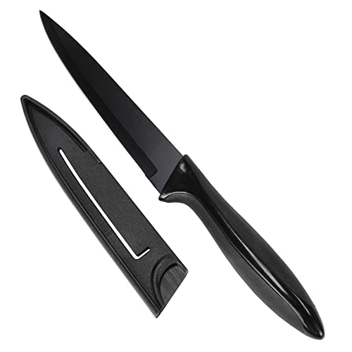 Chef Craft Premium Utility Knife with Sheath, 5 inch Blade 10 inches in Length, Black - style: Utility Knife with Sheath