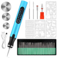 Electric Engraving Pen with 37 Bits for Wood Glass Stone Carving (Blue) - color: Blue