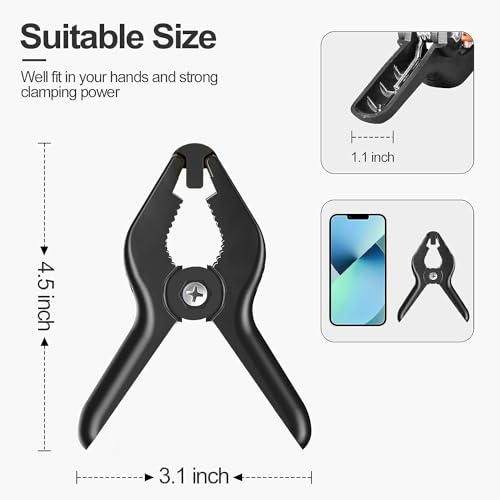 EMART 6 Pack Heavy Duty Spring Clamps 4.5 inch Plastic Backdrop Clips Black - color: Black, size: 4.5 inch