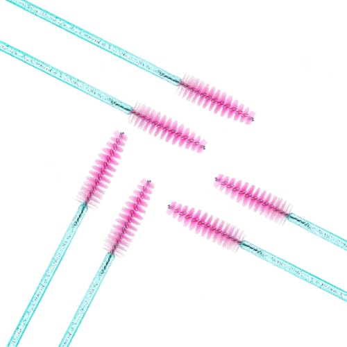 Elisel 100pcs Disposable Mascara Brushes with Container, Mascara Wands Makeup Brushes Applicators Kits for Eyelash Extensions and Eyebrow Brush (Blue Pink) - color: Blue Pink