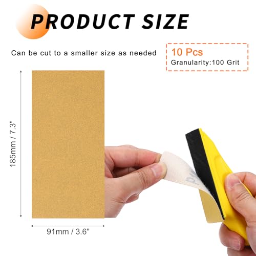 10 Pcs 100 Grit Sandpaper 3.6x7.3 Inch Sand Paper Alumina Abrasive - size: 3.6 x 7.3 Inch(100 Grit)