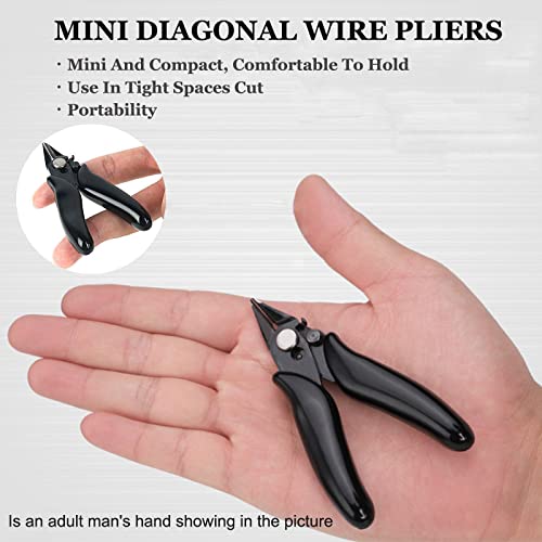 BOENFU 3.5 Inches Mini Cutter with Lock, Flush Cutters, Small Wire Snips, Micro Wire Cutter with Spring, Black - color: 3.5 Inches - 1 Pack - Black Handle