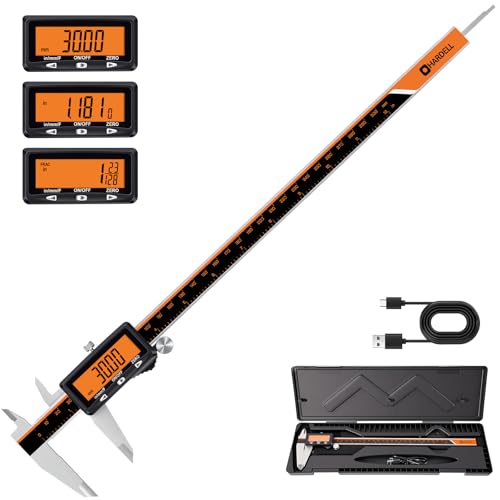 HARDELL Digital Caliper 12" USB-C Charging – Orange Display, Non-Backlit - color: Orange-12Inch