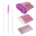 300 Pcs Spoolies Mascara Wands Lip Brushes Micro Swabs Applicator, Disposable Eyelash Brushes Lipstick Tester Makeup Applicator Tool Purple - color: Crystal Purple