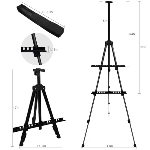 NS JYMB Easel Stand for Sign and Painting, 17-66 Inch Adjustable, Black - style: 66Black 1pack
