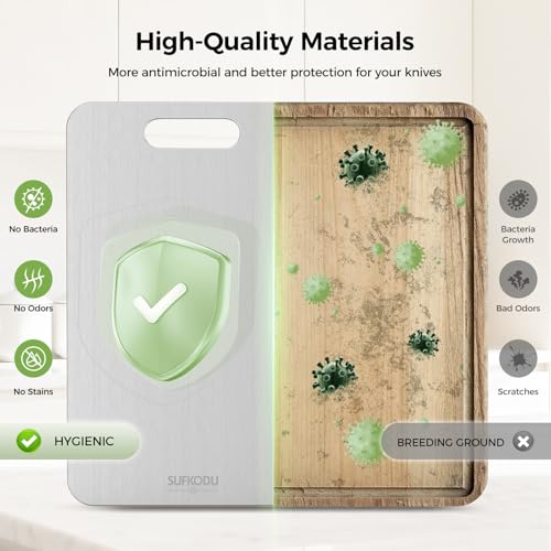 3-Piece Titanium Cutting Board Set, Double-Sided Titanium Chopping Boards for Kitchen, Dishwasher Safe Prep Boards for Meat, Fruits, Vegetables and Raw Cooked Food Separation
