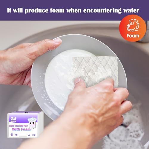 24 Pack Scouring Scrub Pad Singles with Foam | Multi-Surface | Non-Scratch - size: 24 PCS
