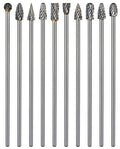 Carbide Burr Set Long Shank (10Pcs, 1/8) - size: 1/8 in, style: 10Pcs