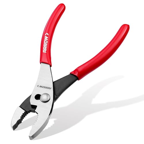 ARROW 8" Slip Joint Pliers, Pliers Tool with Thick Dip-Grip Handle - size: 8 Inch