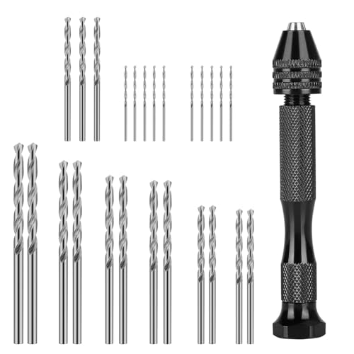 26Pcs Hand Drill Rotary Tool-Pin Vise Hand Drill + 25Pcs HSS Mini Drill Bit