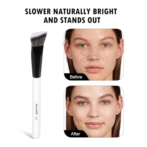 MAANGE 3 PCS Foundation Contour Conceal Brush Set, Makeup Brushes, Eyeshadow Concealer Brushes, Double Sided Blending Eyebrow Brush Professional Face brushes Set Tools, For Liquid, Cream, Loose Powder - color: 3 PCS