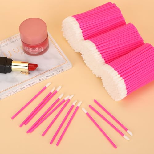 700 Piece Disposable Lip Wands - Lip Brushes, Lipstick & Gloss Applicators - Lint Free Makeup Applicator Brush Beauty Tool - Rose Pink - color: Rose