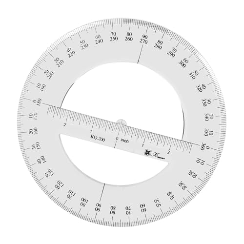 SEIWEI 360 Degree Protractor, 7.8 Inch Math Circle Ruler, Clear Plastic Angle Measurement Tool with Accurate Scale, Round Protractor for Kids Geometry, Engineering, Drafting, School & Office - size: 7.8 Inch / 20 cm
