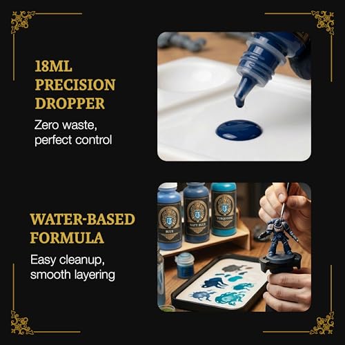 Ludus Bellum Miniature Paints Trio Set of Navy Blue, Blue & Turquoise- 18ml - color: Blue Shades Trio