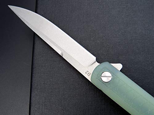 Eafengrow EF16 Folding Knife Flipper Ball Bearing Point D2 Blade G10 Handle with Pocket Clip Everday Carry Pocket Knife Liner Lock Camping Tactical Outdoor Multitool (Jade) - color: jade