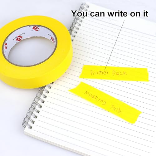 BOMEI PACK Yellow Painters Tape 1 Inch Bulk - Paint Tape 3 Rolls x 1 Inch x 60 Yards - Painter's Tape Yellow Masking Tape for Walls Painting, DIY Crafting, and School Project, Total 180 Yards - color: Yellow
