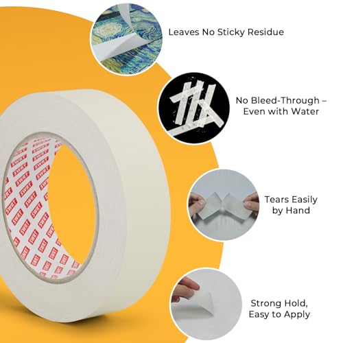 SWRT Masking Tape 0.75 Inch x 55 Yards, 4 Rolls White Tape, General Purpose - size: 0.75" x 55Yds x 4Rolls