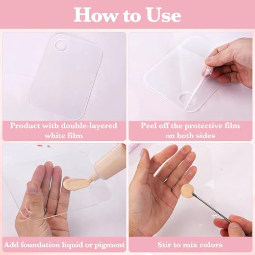 6Pcs Acrylic Makeup Mixing Palette, Makeup Tray with 6 Metal Spatula Tool Set, Clear Foundation Mixing Palette for Beauty Cosmetic Color Liquid Artist Pigment Blending