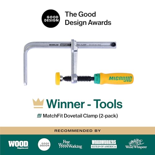 MICROJIG MatchFit Dovetail Clamps, Woodworking Track System Tools, DVC-538K2, 2-Pack, Yellow/Green