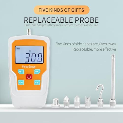 Digital Force Gauge Push and Pull Meter Dynamometer Tension Pressure Tester Thrust Meter Compression Load Plug Force Destructive Tests 300N/30kg/65lbf/1080Oz - size: 65LB 300N