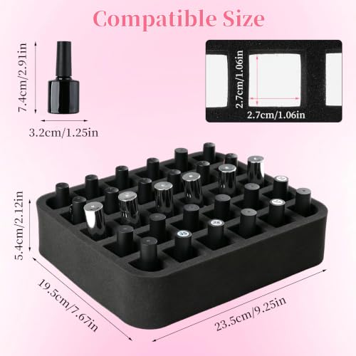Clear Nail Polish Organizer,Holds 30 Bottles PVC Nail Polish Organizer Case Manicure Tools Nail Polish Storage Portable Nail Tech Travel Bag for Nail Supplies（PINK） - color: Pink