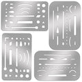 4 Pcs Erasing Shields Stainless Steel Drawing Template Shields Drafting Tools Metal Eraser Shields Tool for Mechanical Drawing Engineering Design