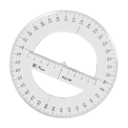 SEIWEI 360 Degree Protractor, 6 Inch Math Circle Ruler, Clear Plastic Angle Measurement Tool with Accurate Scale, Round Protractor for Kids Geometry, Engineering, Drafting, School & Office - size: 6 Inch / 15 cm