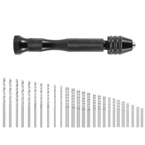 Pin Vise Small Hand Drill 49pcs Hand Drill Bits Set Manual Craft Drill Micro Twist Drill Bits Set Rotary Tools for Wood, Jewelry, Plastic, Resin, Miniature