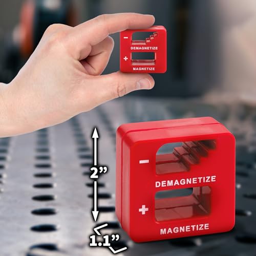 Magnetizer Ring & Demagnetizer for Screwdriver Bits, Red, 3 Pack - color: Red
