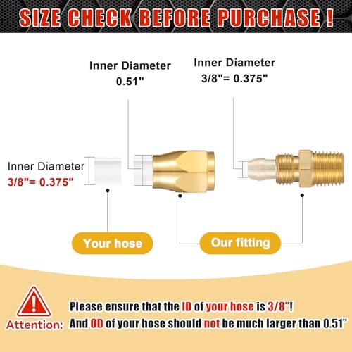 Premium Solid Brass 10PCS Reusable Replacement Fitting For 3/8-Inch ID Hose,1/4-Inch NPT Rigid - size: 10 PCS 3/8