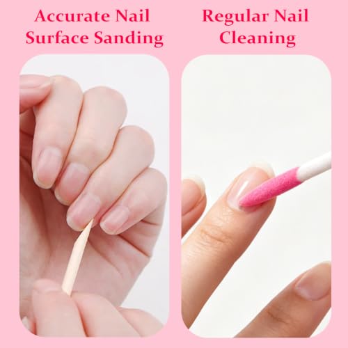 40Pcs Disposable Sanding Sticks for Plastic Models & Manicure, Double Headed Natural Wooden Cuticle Pusher File Pumice Stone Fine Detailing Tool - color: Pink