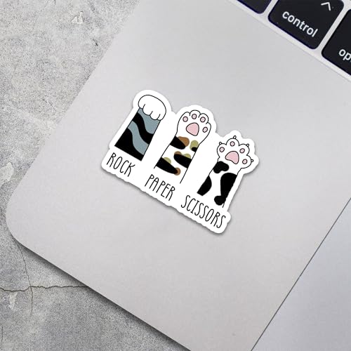 Rock Paper Scissors Sticker, Cat Sticker, Cute Cat Sticker, Funny Cat Sticker, Cat Paws Sticker, Water Assitant Die-Cut Vinyl Booktok Decals for Laptop, Phone, Water Bottle, Kindle Sticker