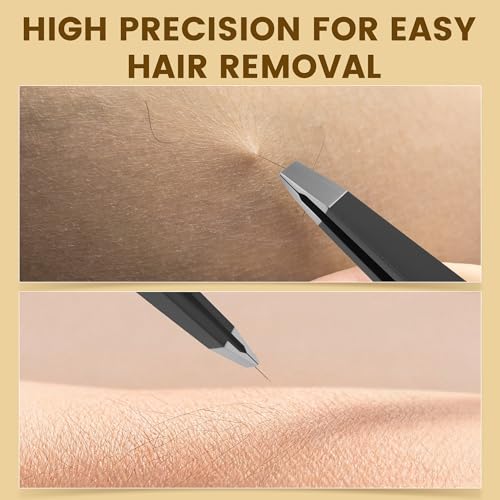 Diodiva 4-Pack Tweezers with Case for Eyebrows Facial Ingrown Hair Removal - style: 4-Pack Black